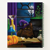 Halloween Heks Kat Paarse Magic Notitieboek (Achterkant)