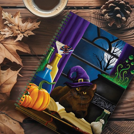 Halloween Heks Kat Paarse Magic Notitieboek
