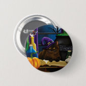 Halloween Heks Kat Paarse Magic Ronde Button 5,7 Cm (Voorkant /achterkant)
