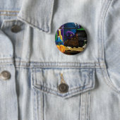 Halloween Heks Kat Paarse Magic Ronde Button 5,7 Cm (In situ)