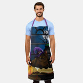 Halloween Heks Kat Paarse Magic Schort (Gedragen)