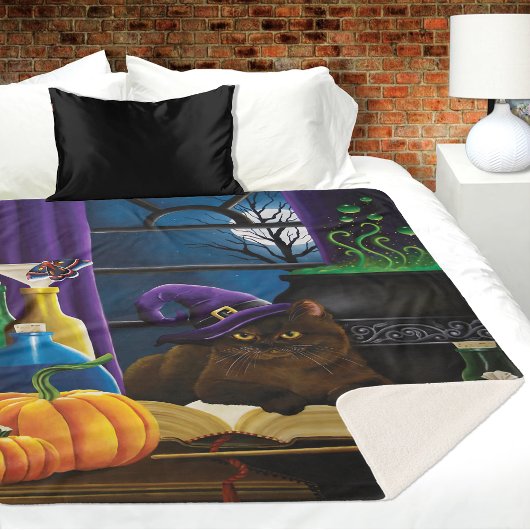 Halloween Heks Kat Paarse Magic Sherpa Deken