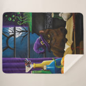 Halloween Heks Kat Paarse Magic Sherpa Deken (Voorkant (horizontaal))