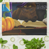 Halloween Heks Kat Paarse Magic Theedoek (Gevouwen)