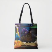 Halloween Heks Kat Paarse Magic Tote Bag (Voorkant)