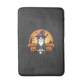 Halloween Heks Kat Pompoen Maan Ontwerp_1 Badmat (Voorkant Verticaal)
