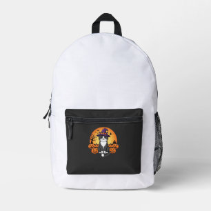 Halloween Heks Kat Pompoen Maan Ontwerp_1 Bedrukte Rugzak