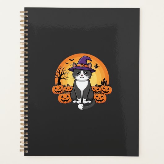 Halloween Heks Kat Pompoen Maan Ontwerp_1 Planner (Voorkant)