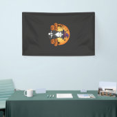 Halloween Heks Kat Pompoen Maan Ontwerp_1 Spandoek (Beurs)