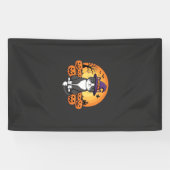 Halloween Heks Kat Pompoen Maan Ontwerp_1 Spandoek (Horizontaal)