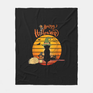 Halloween heks kat Pompoen Skeleton Bat eng Fleece Deken