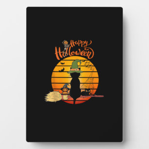 Halloween heks kat Pompoen Skeleton Bat eng Fotoplaat