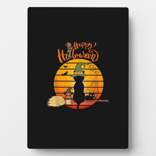 Halloween heks kat Pompoen Skeleton Bat eng Fotoplaat (voorkant)