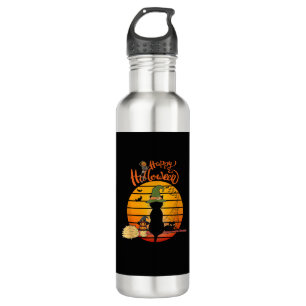 Halloween heks kat Pompoen Skeleton Bat eng Waterfles