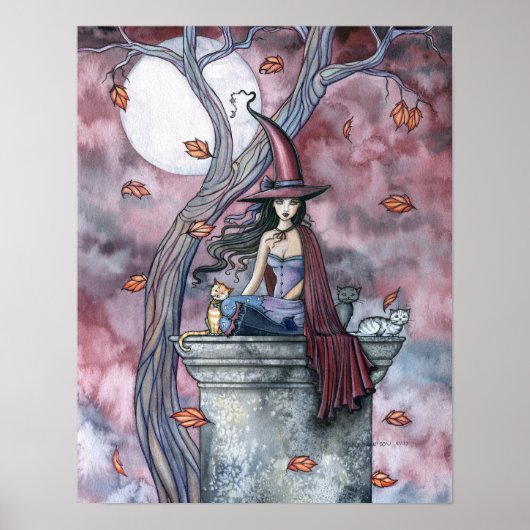 Halloween Heks Kat Poster van Molly Harrison (Voorkant)