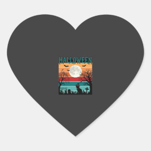Halloween Heks Kat Spinnenweb Maan Kerkhof_1_1 Hart Sticker