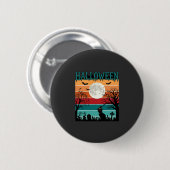 Halloween Heks Kat Spinnenweb Maan Kerkhof_1_1 Ronde Button 5,7 Cm (Voorkant /achterkant)
