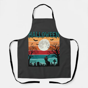 Halloween Heks Kat Spinnenweb Maan Kerkhof_1_1 Schort