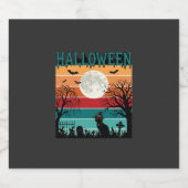 Halloween Heks Kat Spinnenweb Maan Kerkhof_1_1 Sparkling Wijnetiket (Enkel label)