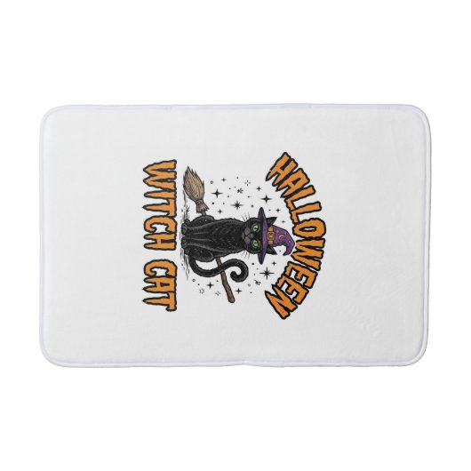 Halloween Heks Kat Vintage Gravure Design_1 Badmat (Voorkant)