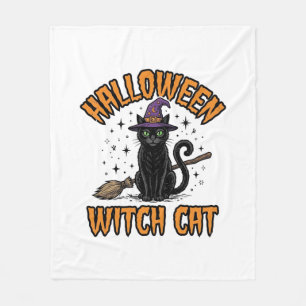 Halloween Heks Kat Vintage Gravure Design_1 Fleece Deken