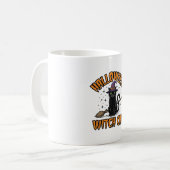 Halloween Heks Kat Vintage Gravure Design_1 Koffiemok (Voorkant links)