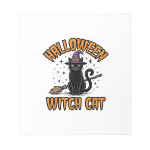 Halloween Heks Kat Vintage Gravure Design_1 Notitieblok
