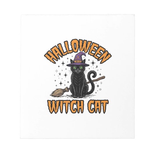 Halloween Heks Kat Vintage Gravure Design_1 Notitieblok (Voorkant)