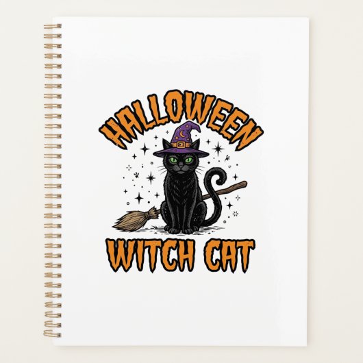 Halloween Heks Kat Vintage Gravure Design_1 Planner (Voorkant)