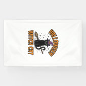 Halloween Heks Kat Vintage Gravure Design_1 Spandoek (Horizontaal)