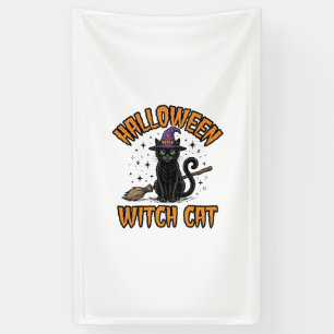 Halloween Heks Kat Vintage Gravure Design_1 Spandoek
