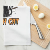 Halloween Heks Kat Vintage Gravure Design_1 Theedoek (Quarter Fold)
