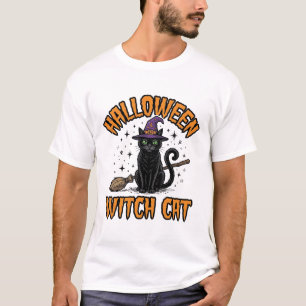 Halloween Heks Kat Vintage Gravure Ontwerp_1 T-shirt