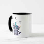 Halloween Heks Katten Holding Magic Wand Sterren C Mok (Voorkant links)