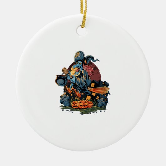 Halloween heks keramisch ornament (Voorkant)