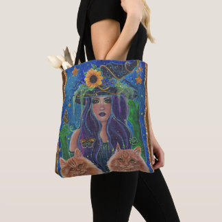 Halloween heks kitty kunst van Renee Lavoie Tote Bag