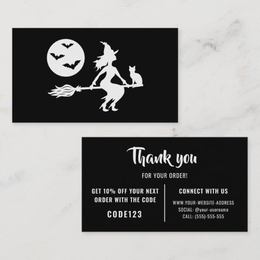 Halloween heks kleine zakelijke bestelling dank u visitekaartje (Voorkant / Achterkant)