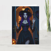 Halloween heks kleurplaat binnen kaart (Voorkant)