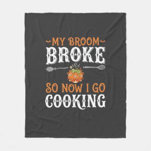 Halloween Heks Kook Bezem Gebroken Ontwerp_1 Fleece Deken