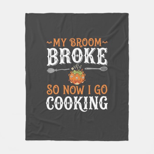 Halloween Heks Kook Bezem Gebroken Ontwerp_1 Fleece Deken (Voorkant)