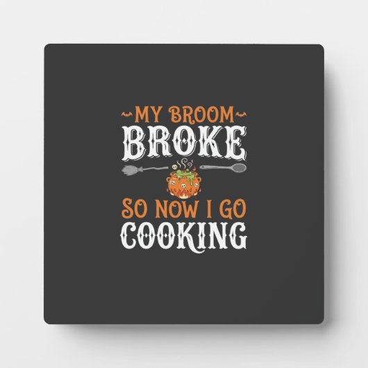 Halloween Heks Kookbezem Gebroken Ontwerp_1 Fotoplaat (Voorkant)