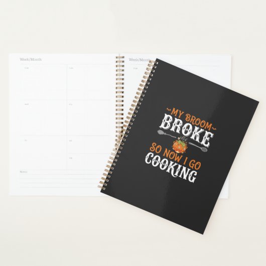 Halloween Heks Kookbezem Gebroken Ontwerp_1 Planner (Display)