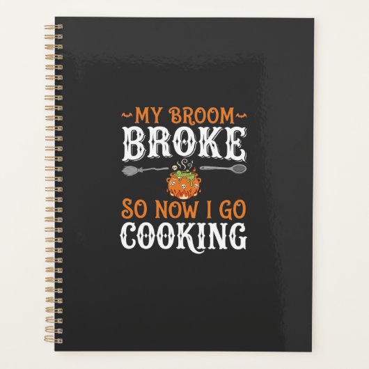 Halloween Heks Kookbezem Gebroken Ontwerp_1 Planner (Voorkant)