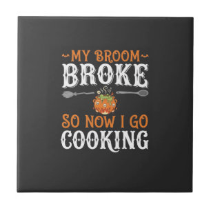 Halloween Heks Kookbezem Gebroken Ontwerp_1 Tegeltje