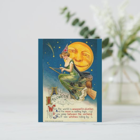 Halloween heks  kunst briefkaart (Staand voorkant)