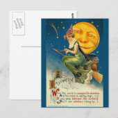 Halloween heks  kunst briefkaart (Voorkant / Achterkant)
