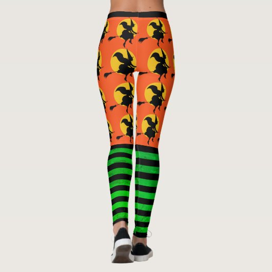 Halloween Heks Leggings Vrouwen Sinaasappel Yogabr (Achterkant)
