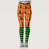 Halloween Heks Leggings Vrouwen Sinaasappel Yogabr (Voorkant)