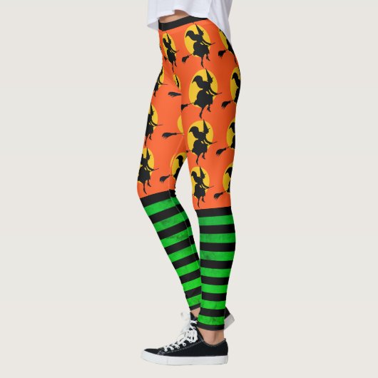 Halloween Heks Leggings Vrouwen Sinaasappel Yogabr (Links)