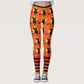 Halloween Heks Leggings Vrouwen Sinaasappel Yogabr (Voorkant)